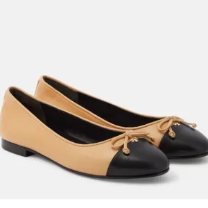 NEW Tory Burch Bow-detail leather classic ballet flats women