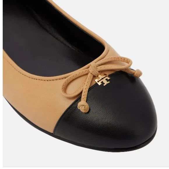 NEW Tory Burch Bow-detail leather classic ballet flats women