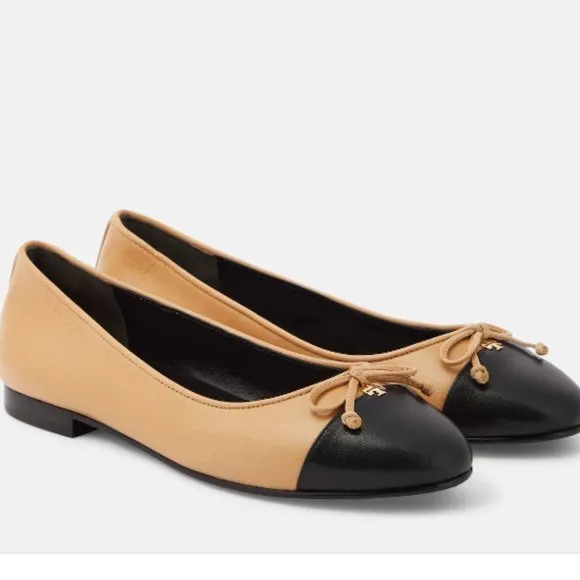 NEW Tory Burch Bow-detail leather classic ballet flats women