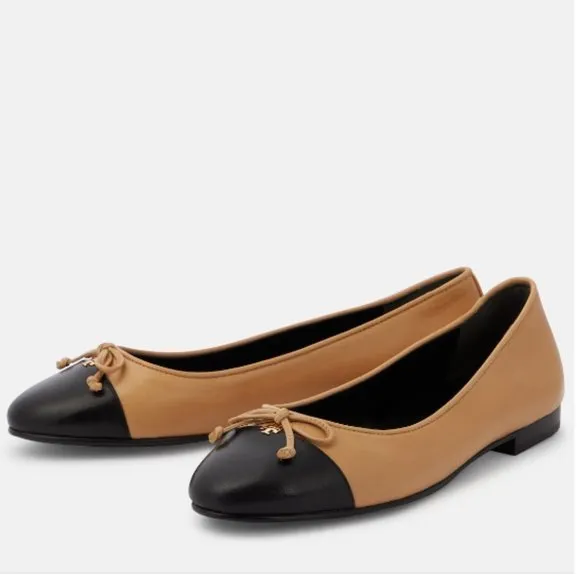 NEW Tory Burch Bow-detail leather classic ballet flats women