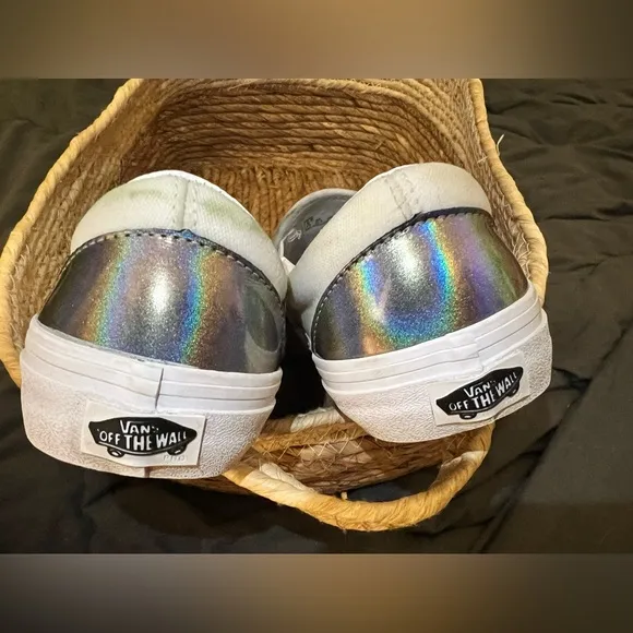 NEW Vans Slip-On Pro Iridescent Sneakers Silver White Mens 5.5 UK 37