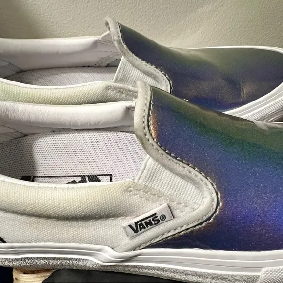 NEW Vans Slip-On Pro Iridescent Sneakers Silver White Mens 5.5 UK 37