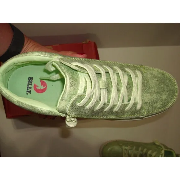 New Womens Shoes Fashion Casual Sneakers 11 Billy Zip Close Lace Up Green Vegan