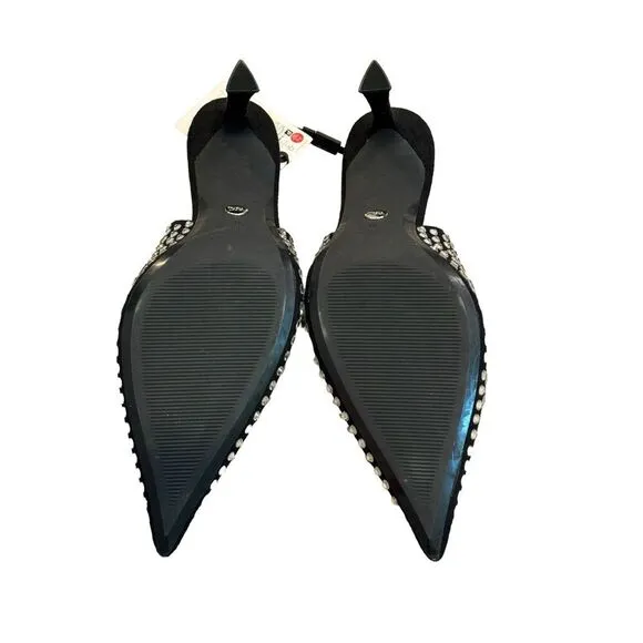 NEW ZARA Women’s Size 6 (36) High-Heel Slingback Shoes With Rhinestones NWT