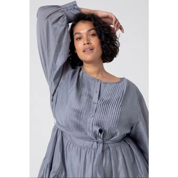 NEW Anthropologie Mare Mare Agosta Puff-Sleeve Belted Tiered Maxi Dress Small