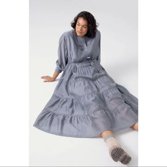 NEW Anthropologie Mare Mare Agosta Puff-Sleeve Belted Tiered Maxi Dress Small