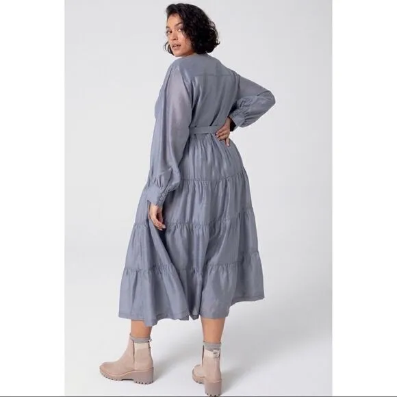 NEW Anthropologie Mare Mare Agosta Puff-Sleeve Belted Tiered Maxi Dress Small