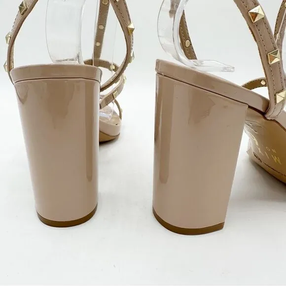 NEW Mix no.6 Kamari Studded Tan Chunky Heel Cage Sandal in Size 10 US 42 EUR