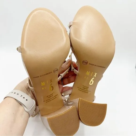 NEW Mix no.6 Kamari Studded Tan Chunky Heel Cage Sandal in Size 10 US 42 EUR