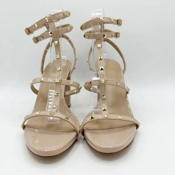 NEW Mix no.6 Kamari Studded Tan Chunky Heel Cage Sandal in Size 10 US 42 EUR