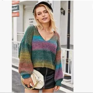 NEW Rainbow Gradient Loose Knit Sweater
