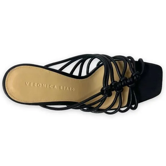NEW Veronica Beard Avita Metallic Cage Slide Strappy Sandals Black Size 7.5 M