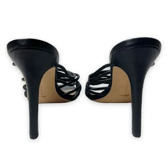 NEW Veronica Beard Avita Metallic Cage Slide Strappy Sandals Black Size 7.5 M