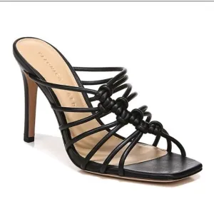 NEW Veronica Beard Avita Metallic Cage Slide Strappy Sandals Black Size 7.5 M