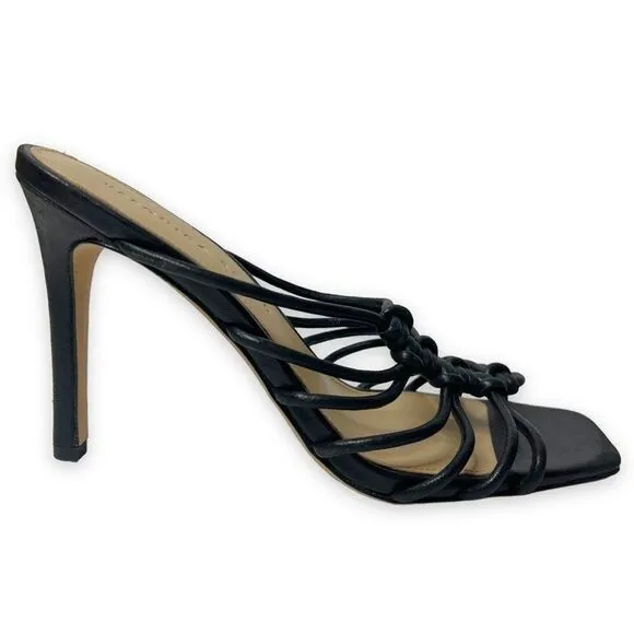 NEW Veronica Beard Avita Metallic Cage Slide Strappy Sandals Black Size 7.5 M