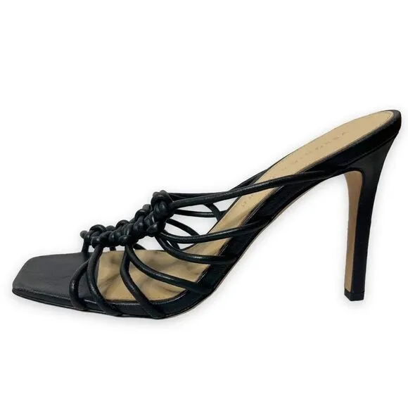 NEW Veronica Beard Avita Metallic Cage Slide Strappy Sandals Black Size 7.5 M