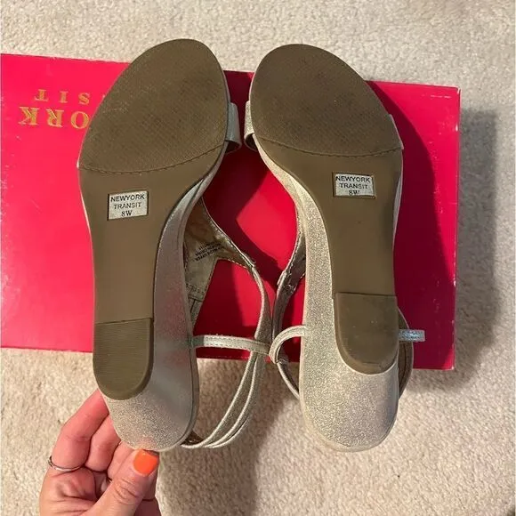 New York Transit Vibrant Champagne Low Wedges Size 8