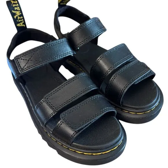 NIB Dr. Martens Klaire J Black Sandals Unisex Little Big Kids US 2 Boy 3 Girl