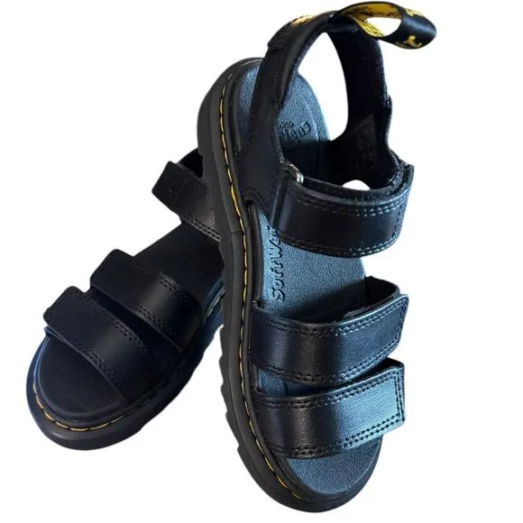 NIB Dr. Martens Klaire J Black Sandals Unisex Little Big Kids US 2 Boy 3 Girl