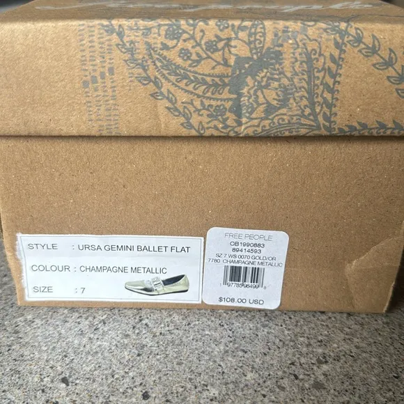 NIB Free People Ursa Gemini Ballet Flats Champagne Size 7 Elegant Women's Shoes