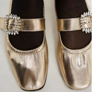 NIB Free People Ursa Gemini Ballet Flats Champagne Size 7 Elegant Women's Shoes