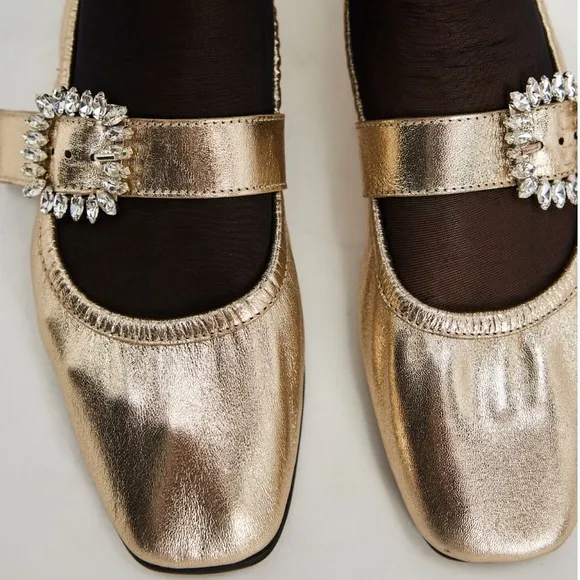 NIB Free People Ursa Gemini Ballet Flats Champagne Size 7 Elegant Women's Shoes