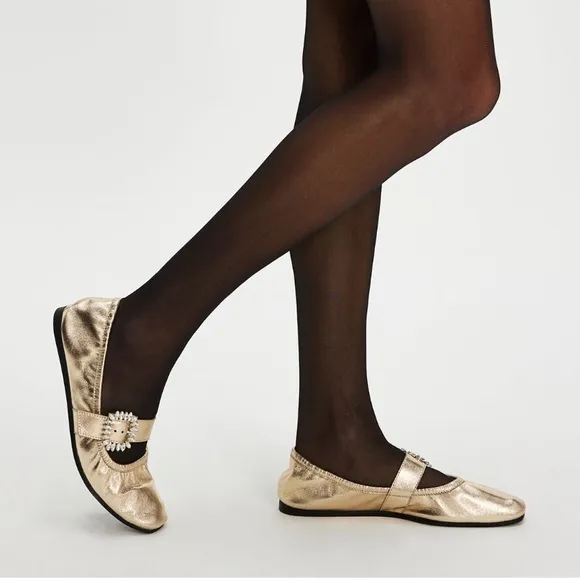 NIB Free People Ursa Gemini Ballet Flats Champagne Size 7 Elegant Women's Shoes