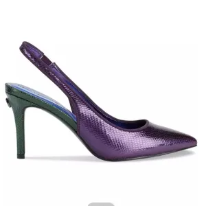NIB Karl Lagerfeld Snake Purple and Green Slingback Heels, size 7.5