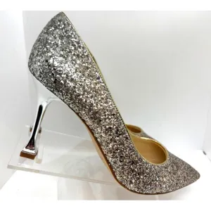 NIB Marc Fisher HEADY Special Occasion Prom Heels Silver Gold Glitter Shoes 10 M