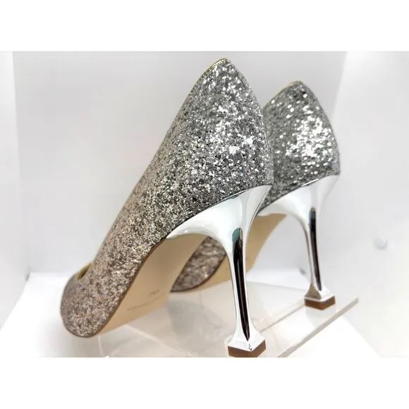 NIB Marc Fisher HEADY Special Occasion Prom Heels Silver Gold Glitter Shoes 10 M