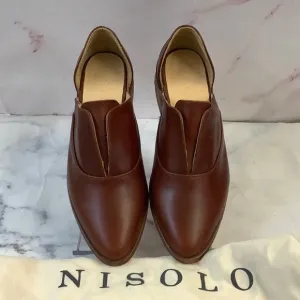 NIB Nisolo Emma D'Orsay Leather Oxford Shoes Brandy Size 6