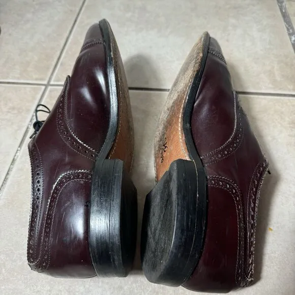 NICE Allen Edmonds Sanford 10.5 EEE Burgundy Brogue Oxford Dress Cap Toe Shoes