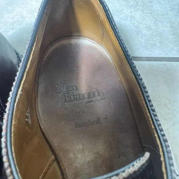 NICE Allen Edmonds Sanford 10.5 EEE Burgundy Brogue Oxford Dress Cap Toe Shoes