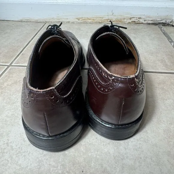 NICE Allen Edmonds Sanford 10.5 EEE Burgundy Brogue Oxford Dress Cap Toe Shoes