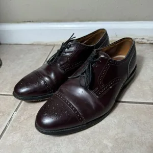 NICE Allen Edmonds Sanford 10.5 EEE Burgundy Brogue Oxford Dress Cap Toe Shoes