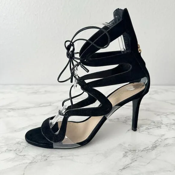 Nicholas Kirkwood Black Suede Strappy Lace Up Heeled Sandals Women’s EU Size 37