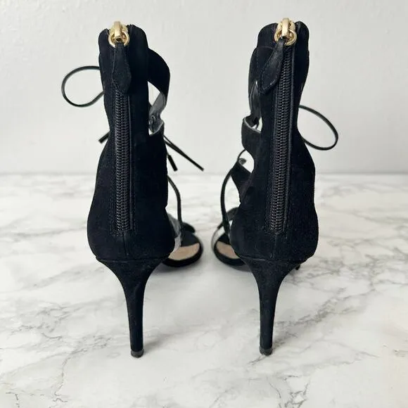 Nicholas Kirkwood Black Suede Strappy Lace Up Heeled Sandals Women’s EU Size 37