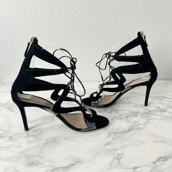 Nicholas Kirkwood Black Suede Strappy Lace Up Heeled Sandals Women’s EU Size 37
