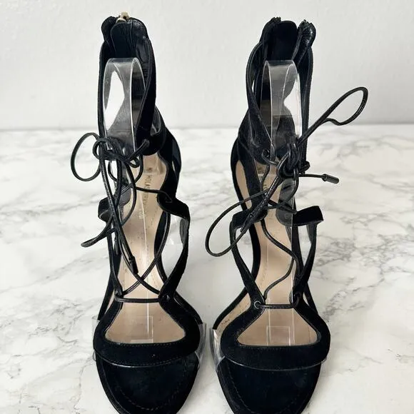 Nicholas Kirkwood Black Suede Strappy Lace Up Heeled Sandals Women’s EU Size 37