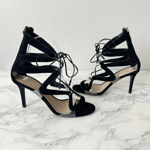 Nicholas Kirkwood Black Suede Strappy Lace Up Heeled Sandals Women’s EU Size 37
