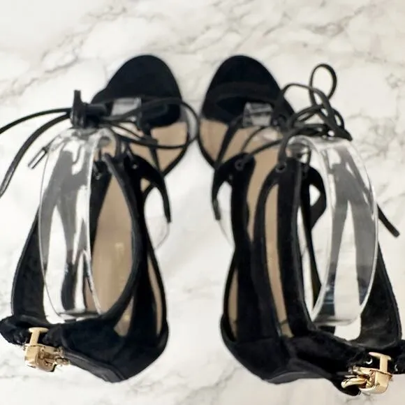 Nicholas Kirkwood Black Suede Strappy Lace Up Heeled Sandals Women’s EU Size 37