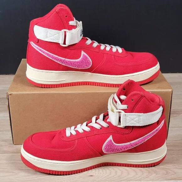 Nike Air Force 1 High Shoes Mens Size 10 Red Emotionally Unavailable AV5840-600