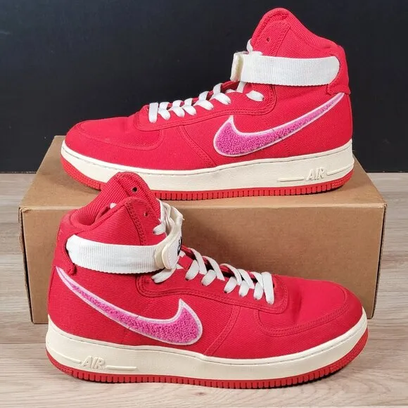 Nike Air Force 1 High Shoes Mens Size 10 Red Emotionally Unavailable AV5840-600