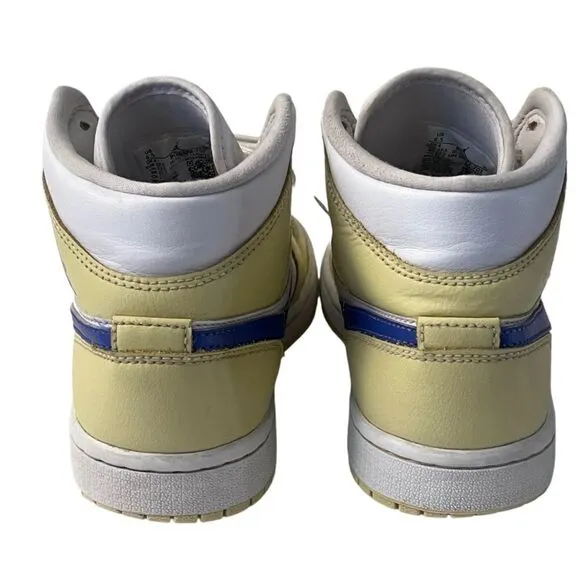 Nike Air Jordan 1 Mid Lemon Wash Lapiz Blue White Womens shoes 6.5