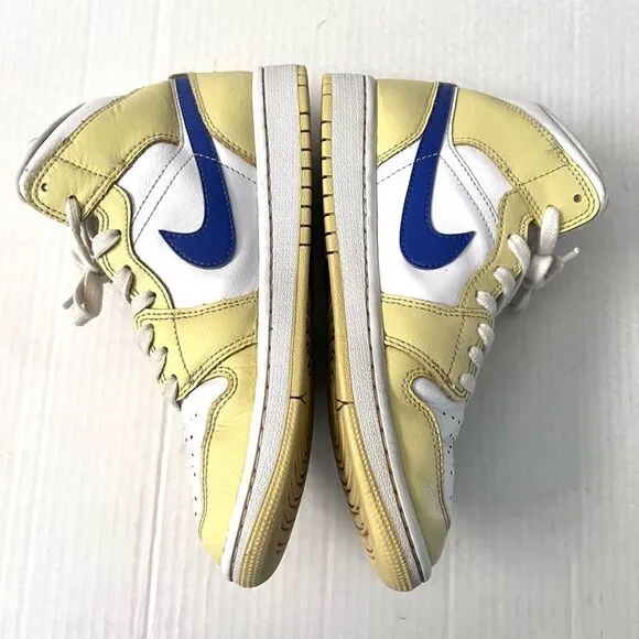 Nike Air Jordan 1 Mid Lemon Wash Lapiz Blue White Womens shoes 6.5