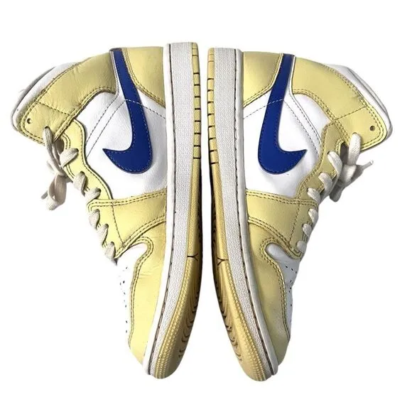 Nike Air Jordan 1 Mid Lemon Wash Lapiz Blue White Womens shoes 6.5