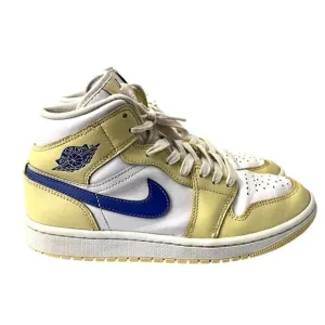 Nike Air Jordan 1 Mid Lemon Wash Lapiz Blue White Womens shoes 6.5