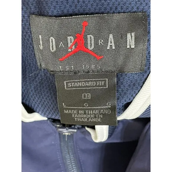 Nike Air Jordan Coaches Jacket Men's L Blue Jumpman Logo Embroidery Short Sleeve