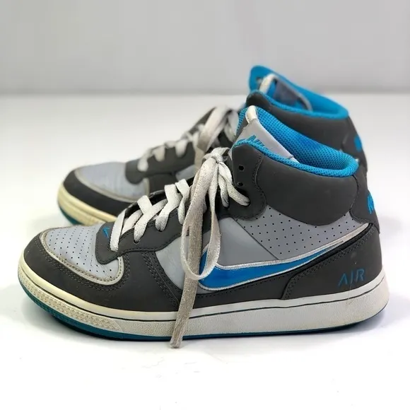Nike Air mid high tops grey blue youth 2012 6.5