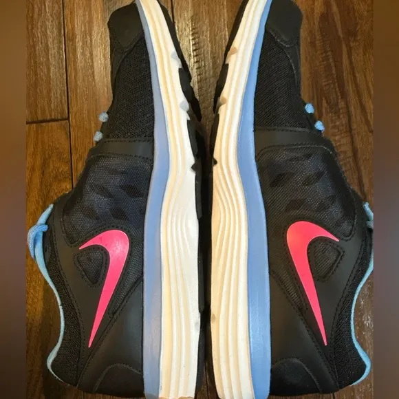 Nike‎ Dual Fusion ST3 Women Black Pink Blue Running Shoes 9.5 #657498-003